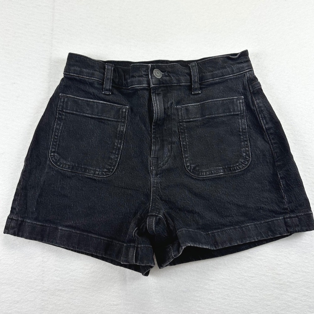 Madewell Womens High Rise Patch Pocket Denim Utility Shorts Washed Black Size 25